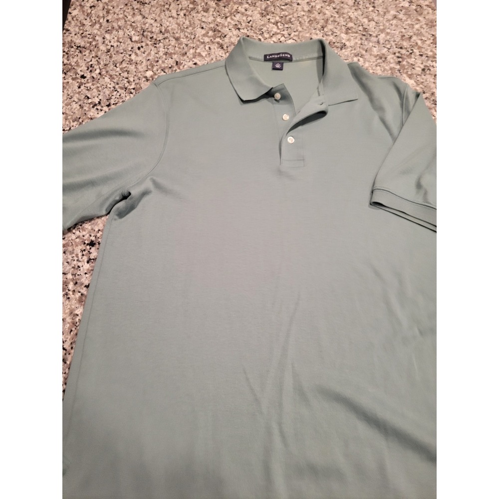 Lands End Mens Sage Green Pima Cotton Short Sleeve Polo Shirt Size M 38-40‎